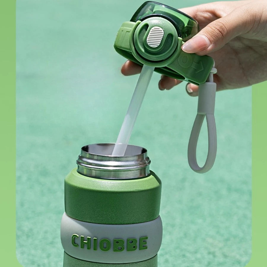 New double-drink large-capacity sports thermos cup for girls, high-quality, portable, hand-held straw, student water cup