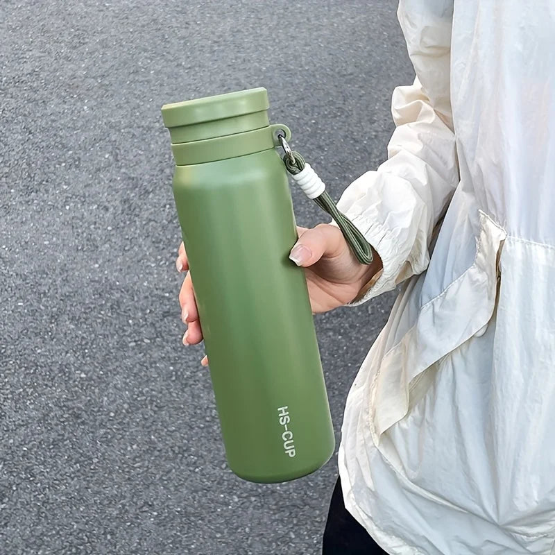 1PC 800ml Insulated Water Bottle with Tea Strainer, Double Wall Vacuum Thermos Flask with Handle for Outdoor Activities
