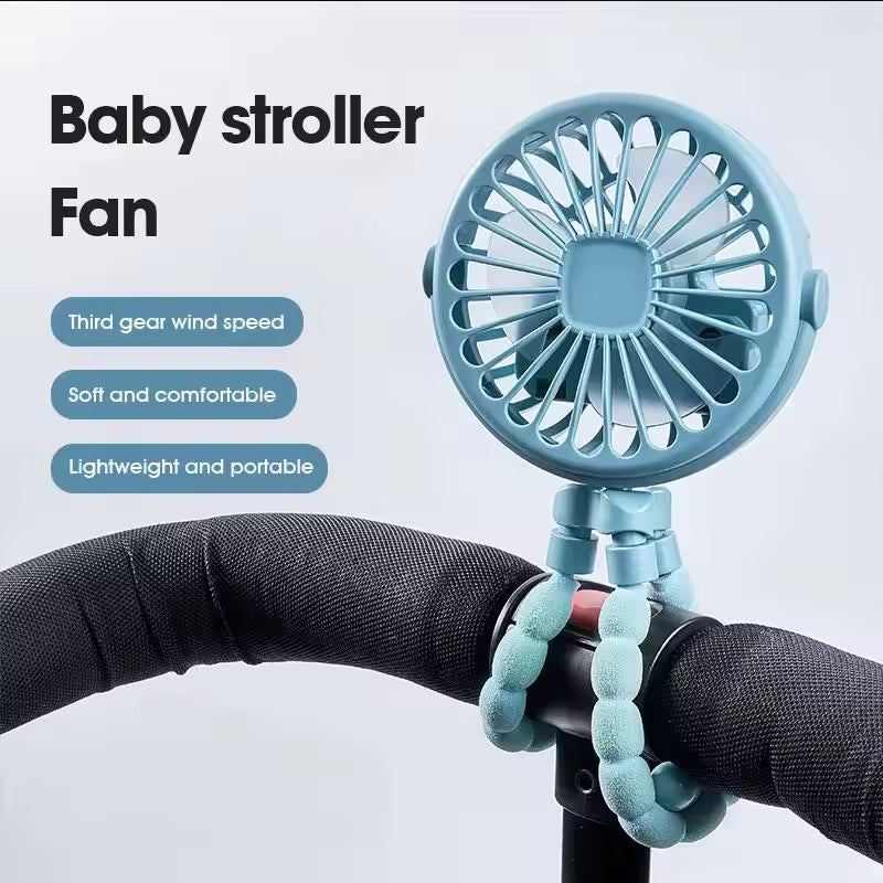 Small Fan Octopus Shape USB Charging With Flexible Tripod Clip Car Handle Fan Baby Stroller Fan Car Fan Stroller Cool