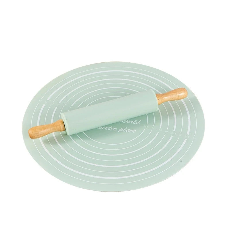 Professional Baking Set High-Quality Wooden Rolling Pin Non-Stick Silicone Baking Mat Dough Pad Anti-Slip Pastry Board for Pizza