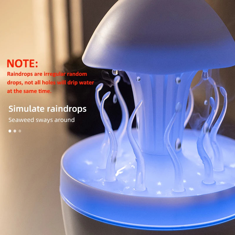 Rotate Raindrop Aromatherapy Machine Simulated Seagrass Air Humidifier Remote Control Color Light Essential Oil Aroma Diffuser