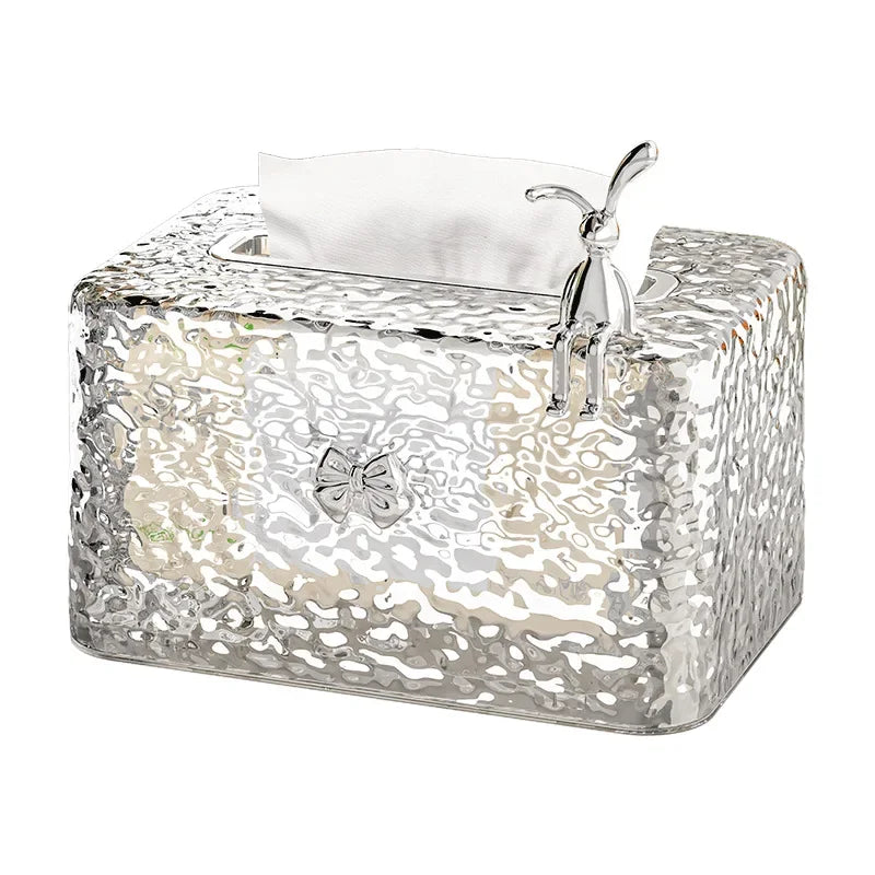 Transparent Tissue Box Living Room Coffee Table Water Wave Spring Table Paper Drawer Box High End Luxury Home Storage Drawer Box