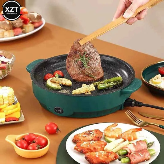 220V Multifunction Electric Frying Pan Skillet Non-Sticky Grill Fry Baking Roast Pan Cooker Barbecue Cooking Tool Kitchen Supply