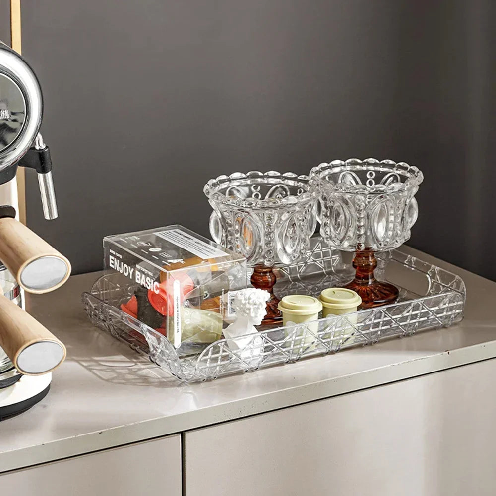 Rectangular Household Storage Tray Light Luxury High-end High Aesthetic Tea Set Cup Water Cup Storage Tea Tray Home Decoration