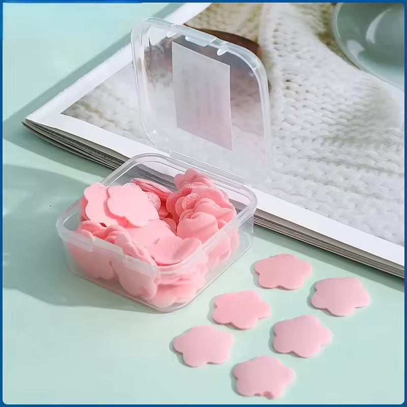 100Pcs Disposable Soap Paper Portable Hand Washing Toilet Soap Slice Petal Soaps Flakes Household Travel Skin Friendly Fresh