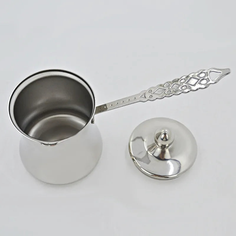 280ml/560ml/760ml Turkish Coffee Pot Butter Melting Pot Stainless Steel Long Handle Coffee Milk Frothing Pitcher Kitchen Tools