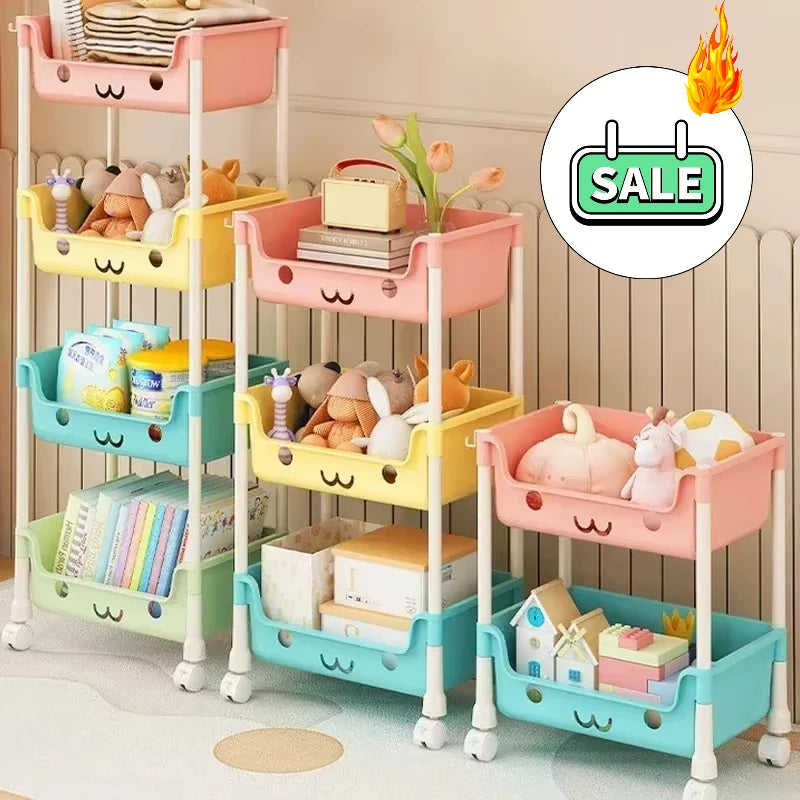 Storage Trolley Bookshelf Snack Rack For Children Storage Organizer Bathroom Accessories Closet Organizer Toy Kitchen Storage