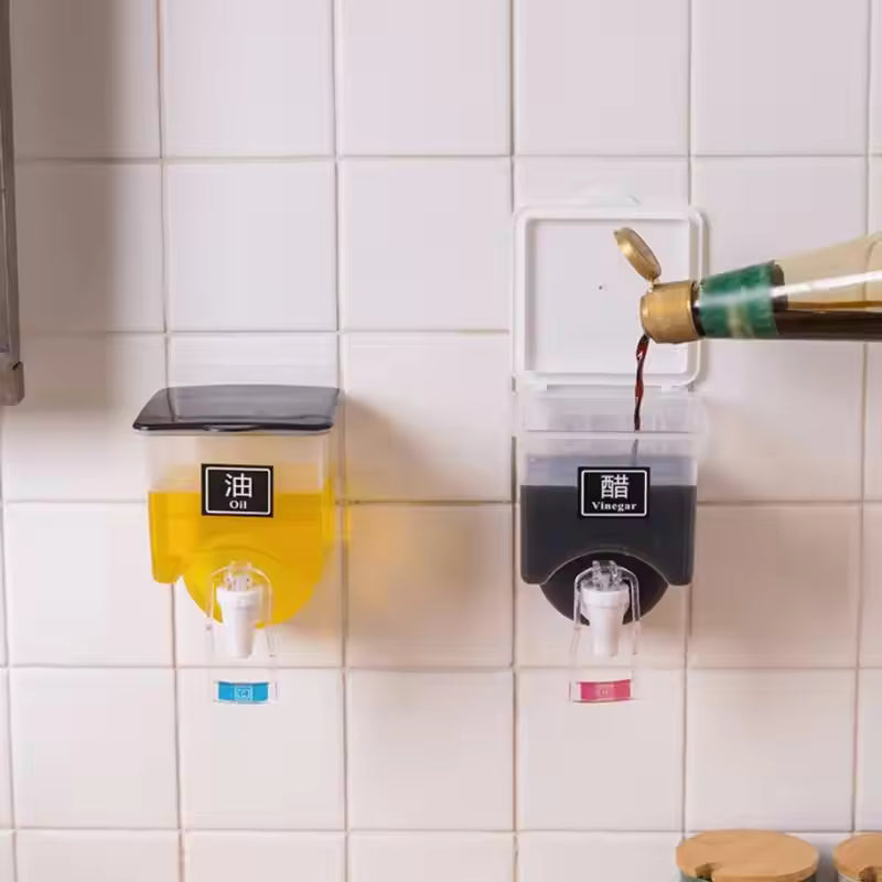 A3PA PP Material Wall-Mounted Seasoning Boxes with Faucet Kitchen Pot Container
