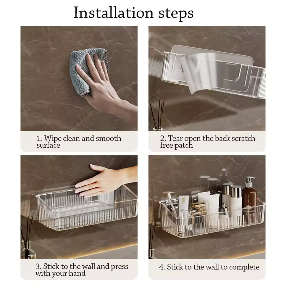 Useful Light Luxury Toilet Storage Rack Transparent Space Saving Cosmetic Organizer Wall Mounted Bathroom Shelf