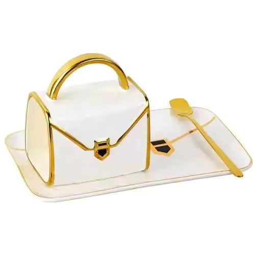 10Oz Aesthetic Handbag Shaped Mug Creative Elegant Ceramic Water Cups Sets Luxury Coffee Mugs Women Drinkware Office Decor Gift
