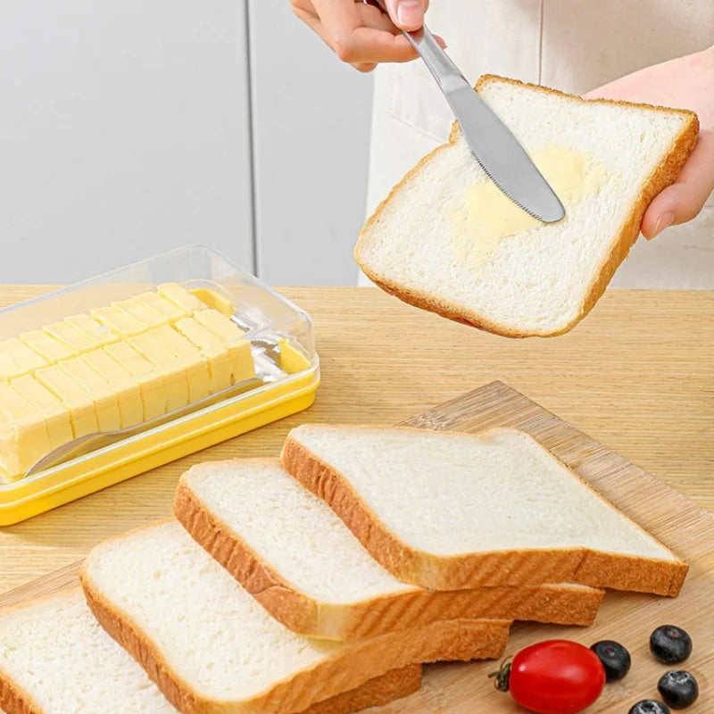 1PC Butter Portioning Cutting Preservation Box Transparent With Cover Storage Box Food Grade Refrigerator Specific Plastic Box