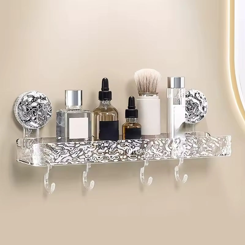 Light Luxury Glacier Pattern Shower Suction Cup Shelf Suction Cup Storage Rack Punch Free Sorting Box Organizer Bathroom Tool