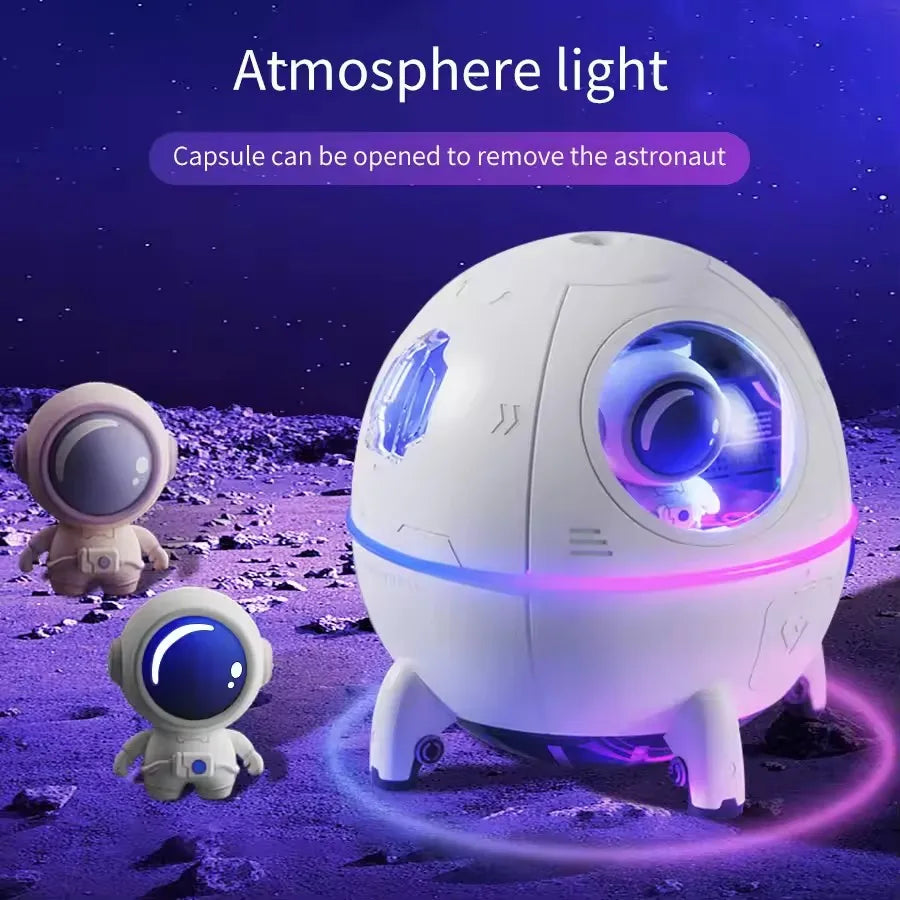 Desktop Space Capsule Air Humidifier Ultrasonic Cool Mist Aromatherapy Water Diffuser with Led Light Astronaut Humidificador