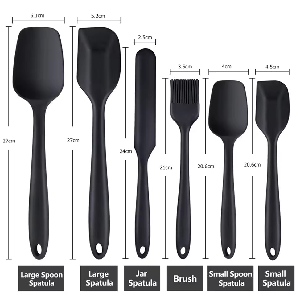 6 Pieces Silicone Spatula Set Food Grade Non Stick Heat Resistant Spatulas Turner for Cooking Baking Mixing Baking Tools
