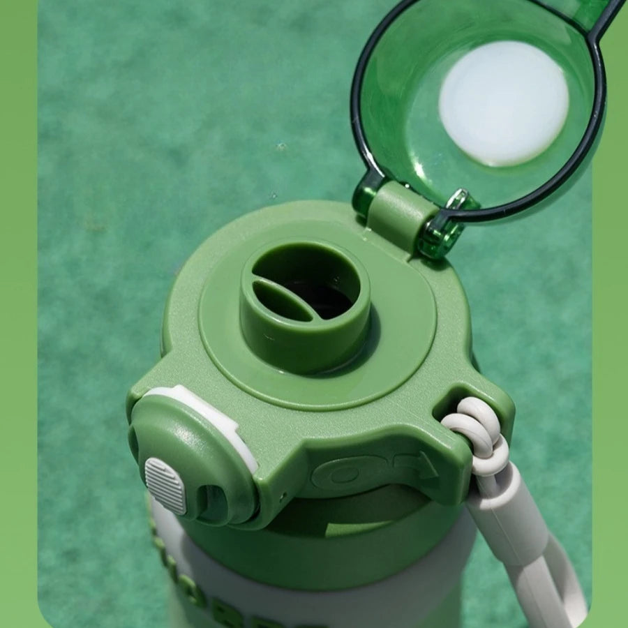 New double-drink large-capacity sports thermos cup for girls, high-quality, portable, hand-held straw, student water cup