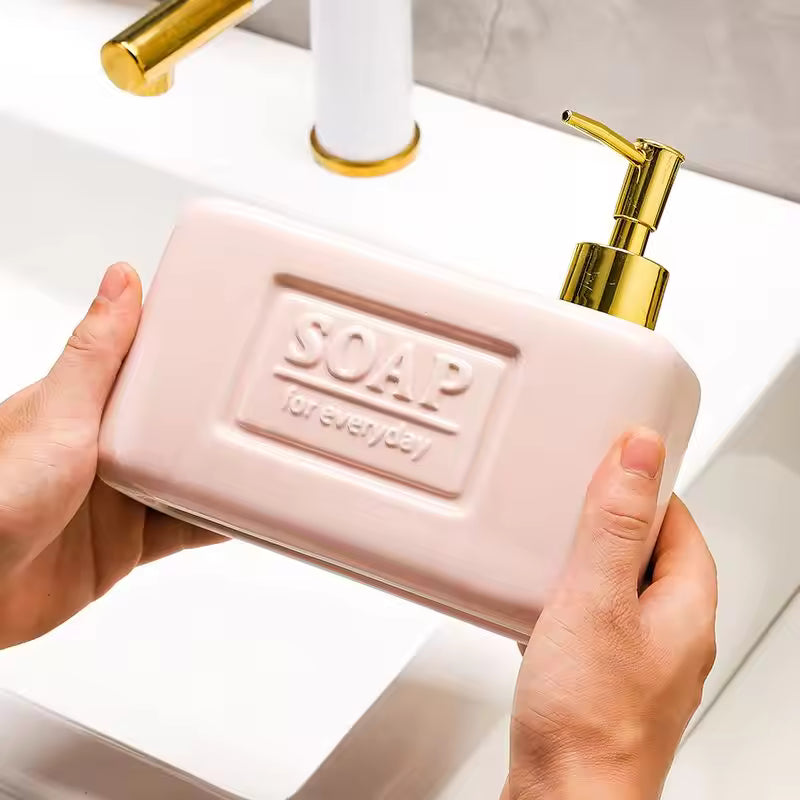 European Press Style Square Lotion Device Ceramics Creative Hand Wash Bottle Bathroom Large Capacity Soap Liquid Bottle ZD253