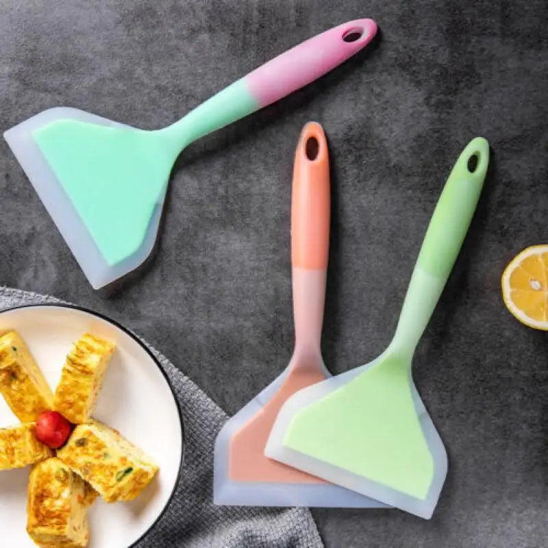 1Pcs Random Color Silicone Kitchen Ware Cooking Utensils Spatula Beef Meat Egg Kitchen Scraper Wide Pizza Cooking Tools Shovel