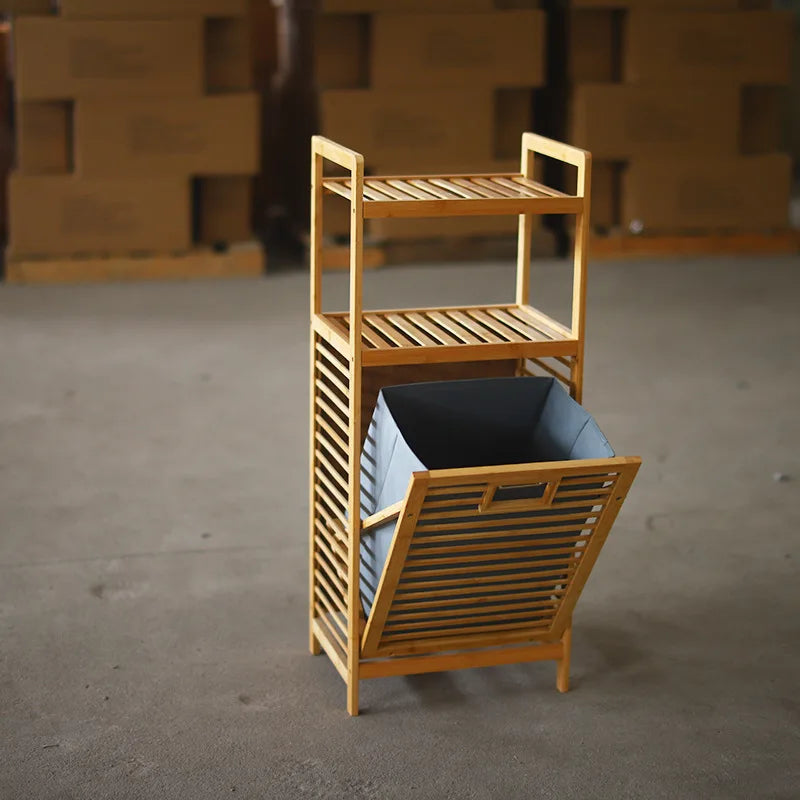 Dirty Clothes Basket Wood Vine Weaving Laundry Hamper Multi-function Bathroom Rack Large Capacity Laundry Baskets Storage Rack