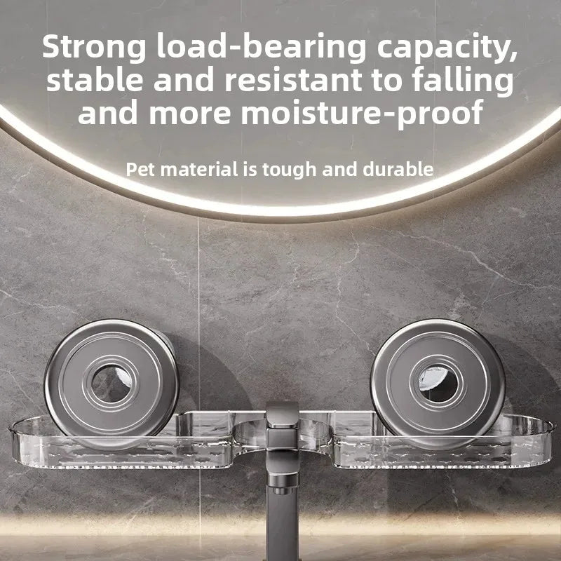 Bathroom Faucet Mount Storage Rack Wall Hanging Washstand Organizer Plastic No Drilling Required Drain Design Kitchen