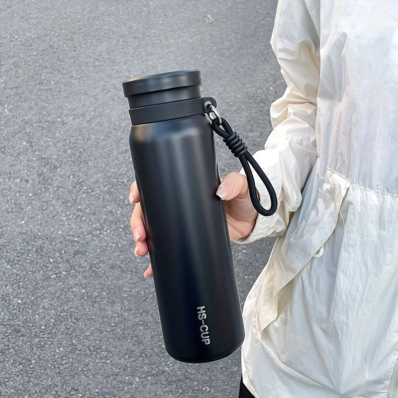 1PC 800ml Insulated Water Bottle with Tea Strainer, Double Wall Vacuum Thermos Flask with Handle for Outdoor Activities