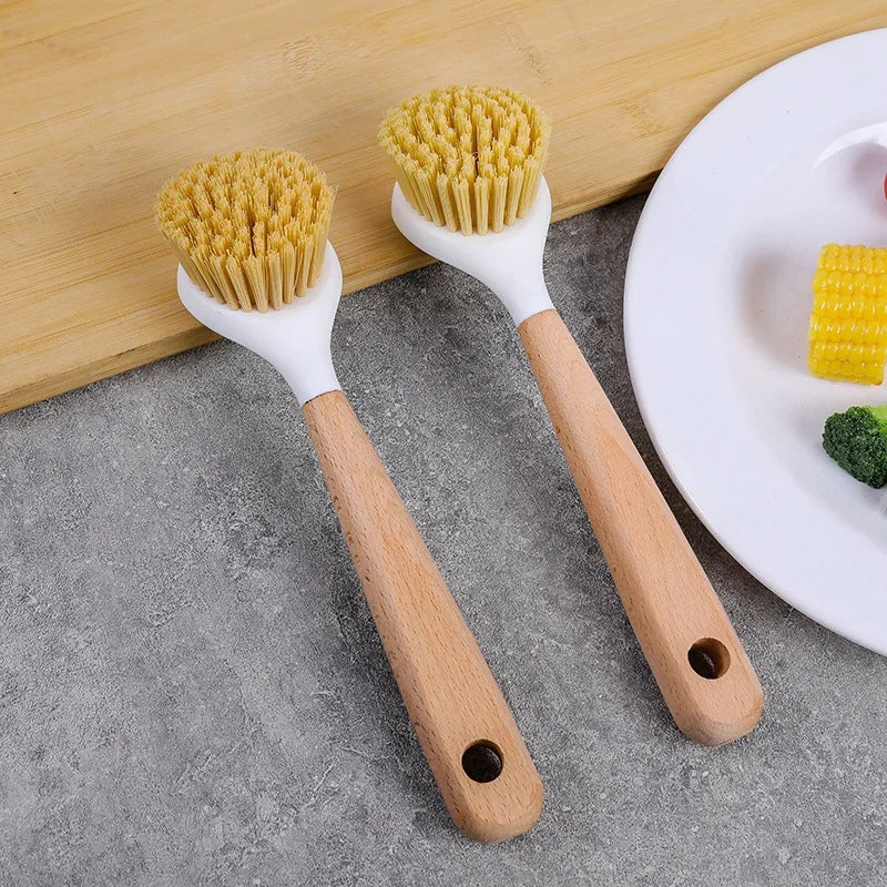 Long Handle Kitchen Cleaning Brush Non-Stick Oil Scouring Pot Brush No Scratch Pot Scrubber Handle for Home Use