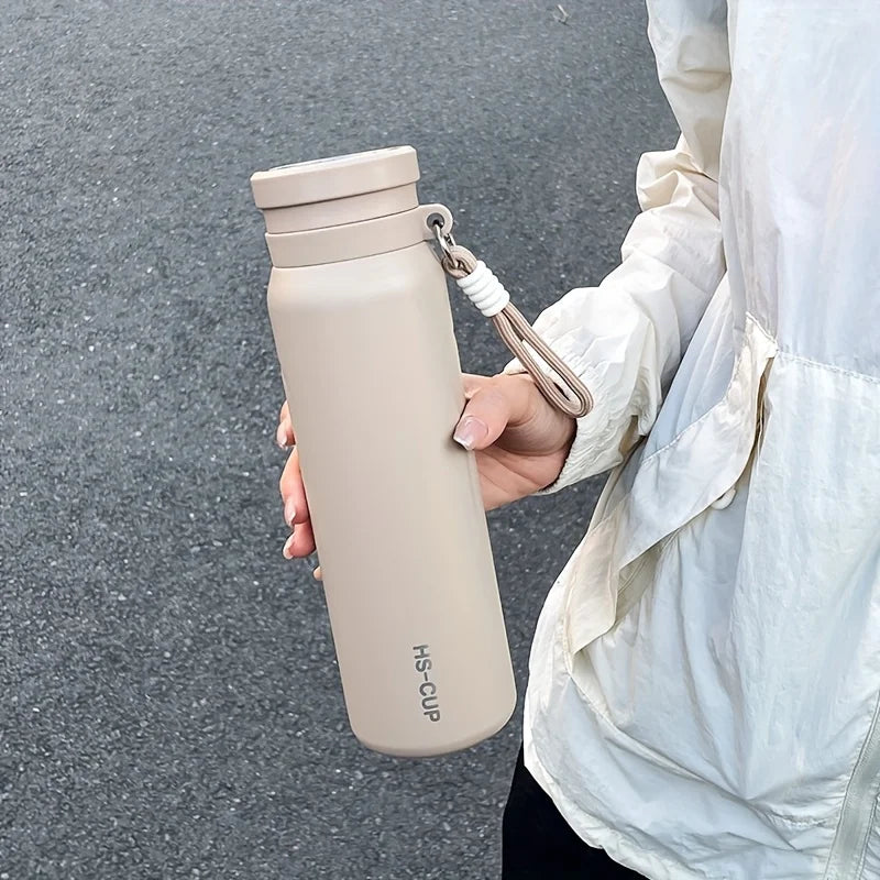 1PC 800ml Insulated Water Bottle with Tea Strainer, Double Wall Vacuum Thermos Flask with Handle for Outdoor Activities