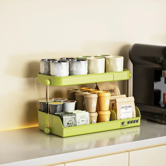 Multi-Layer Tea and Mug Storage Rack Countertop Organizer Space-Saving Tea Bag Holder for Kitchen Office and Coffee Bar
