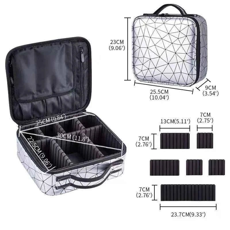 Female PU Leather Profession Makeup Case Nail Tool Suitcase For Women Cosmetics Box Beautician Cosmetics Organizer Storage Case