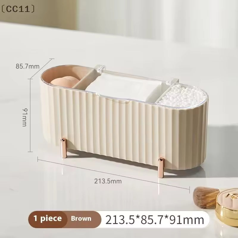 【CC11】Desktop Makeup Brushes Transparent Cotton Pads Beauty Egg Organizer Cosmetic Organizer Cotton Swabs Storage Case