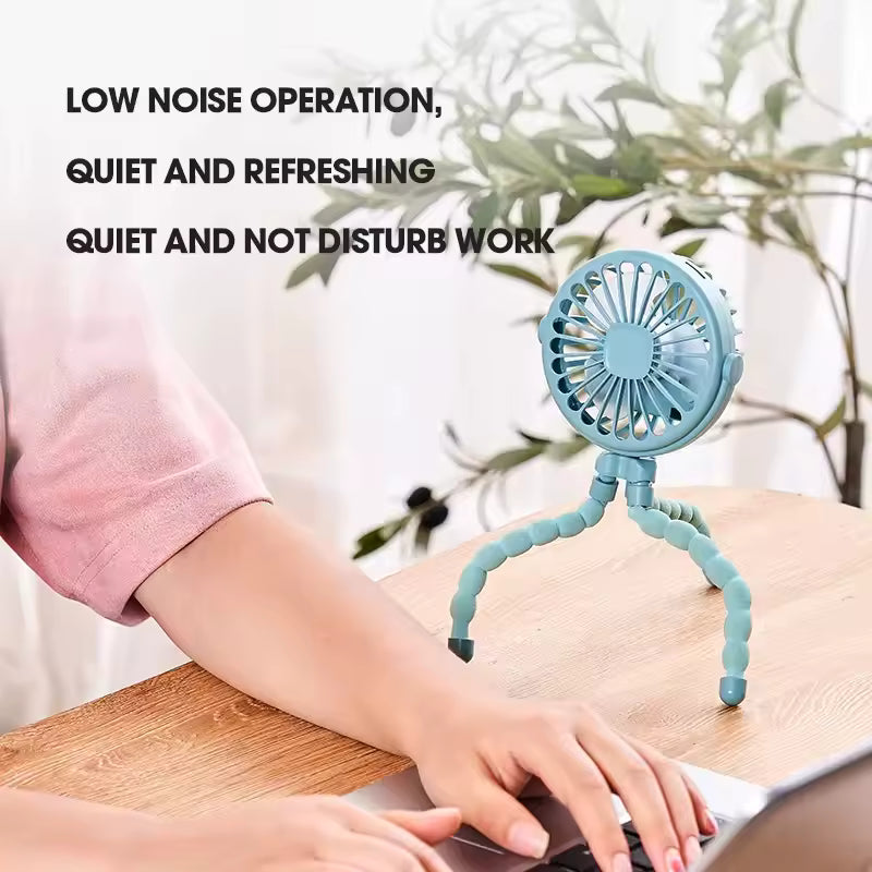Small Fan Octopus Shape USB Charging With Flexible Tripod Clip Car Handle Fan Baby Stroller Fan Car Fan Stroller Cool