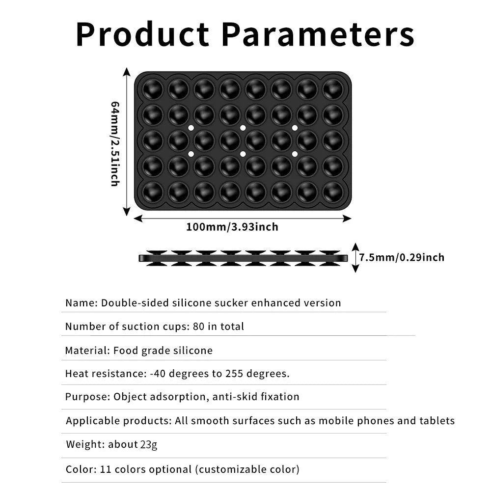 Double Side Silicone Suction Pad For Mobile Phone Fixture Suction Cup Backed Adhesive Silicone Rubber Sucker Pad For Fixed Pad