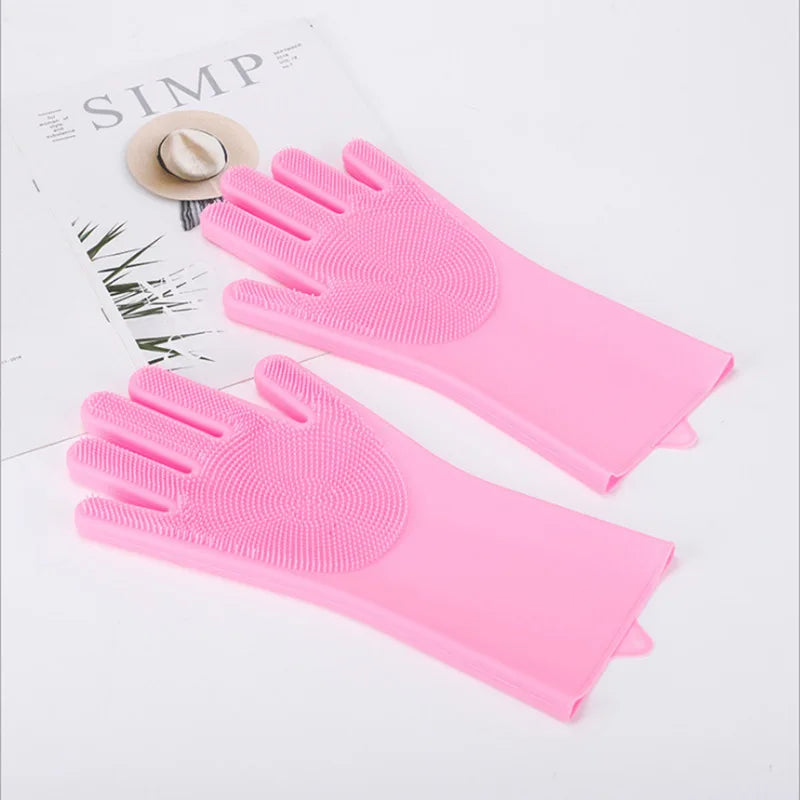 Waterproof Silicone Dishwashing, Laundry Gloves Kitchen Supplies Household Use No Harm To Hands Pet Bathing Cleaning Gloves Soft