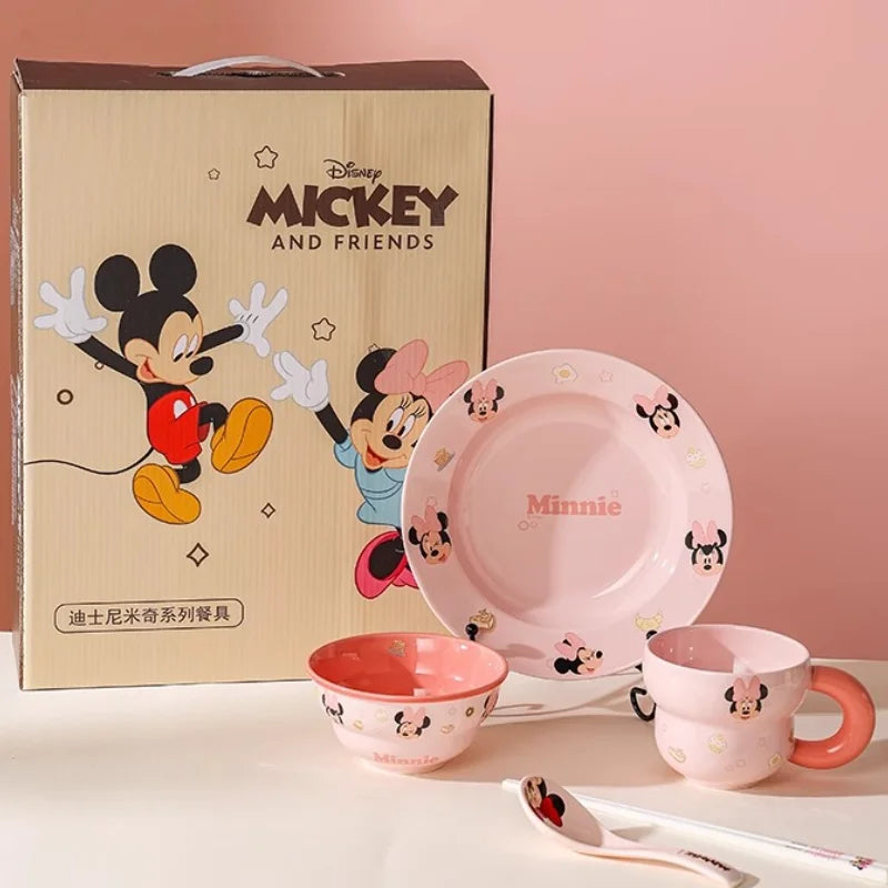 Disney Ceramic Tableware Mickey Minnie Donald Duck Anime Character Accessories Cartoon Rice Bowl Mug Suit Home Kitchen Gifts