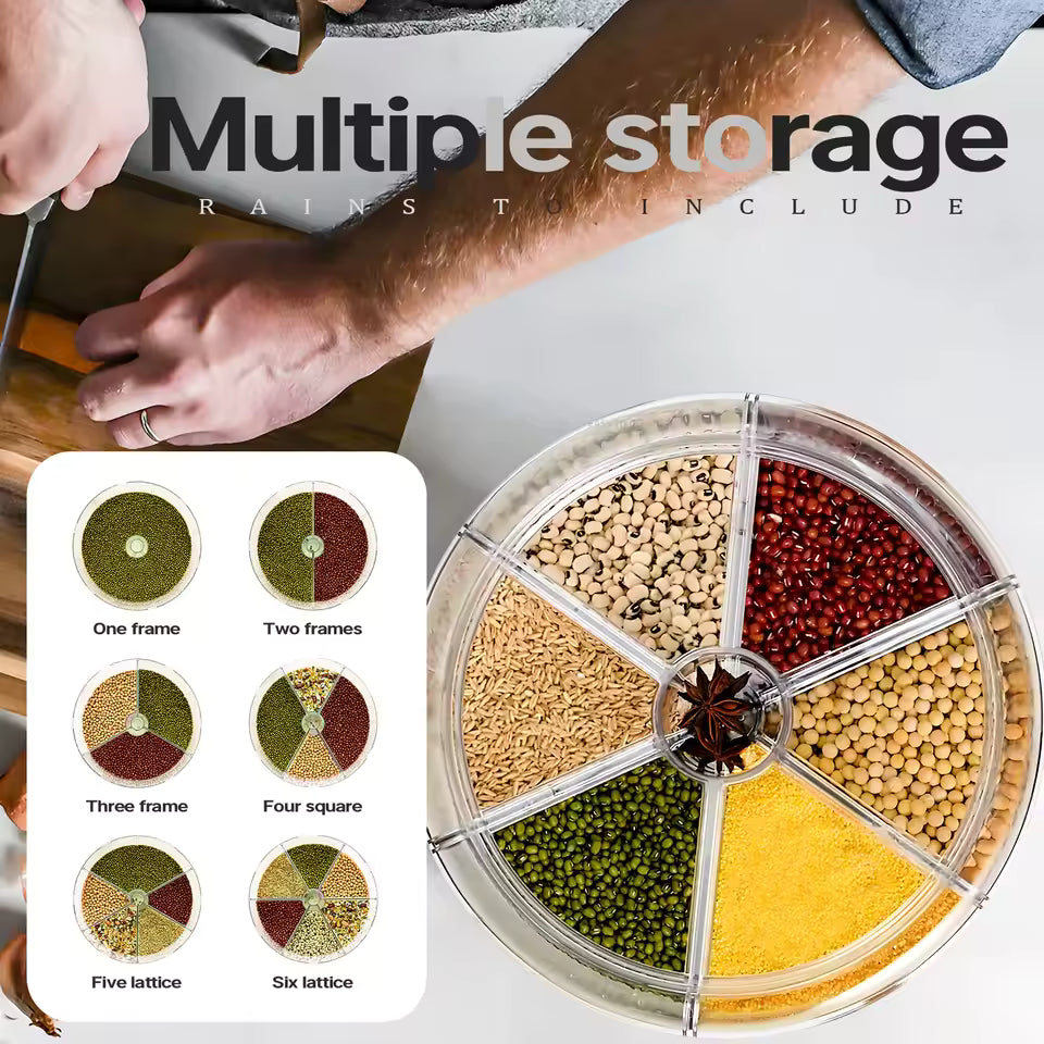 Grains Storage Box Be Rotated Into Compartments, Rice Bucket, Insect-proof and Moisture-proof Sealed Household Rice Storage Box