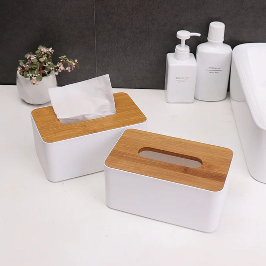 Living Room Desktop Japanese Bamboo And Wood Tissue Box Simple Drawing Paper Box Creative Household Multi-Functional Storage Box