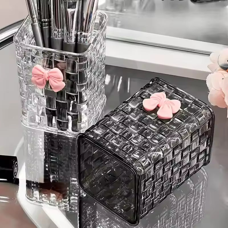 Clear Acrylic Makeup Brushes Storage Box Desk Cosmetic Organizer Lipstick Storage Nail Polish Display Stand Rack Jewelry Case