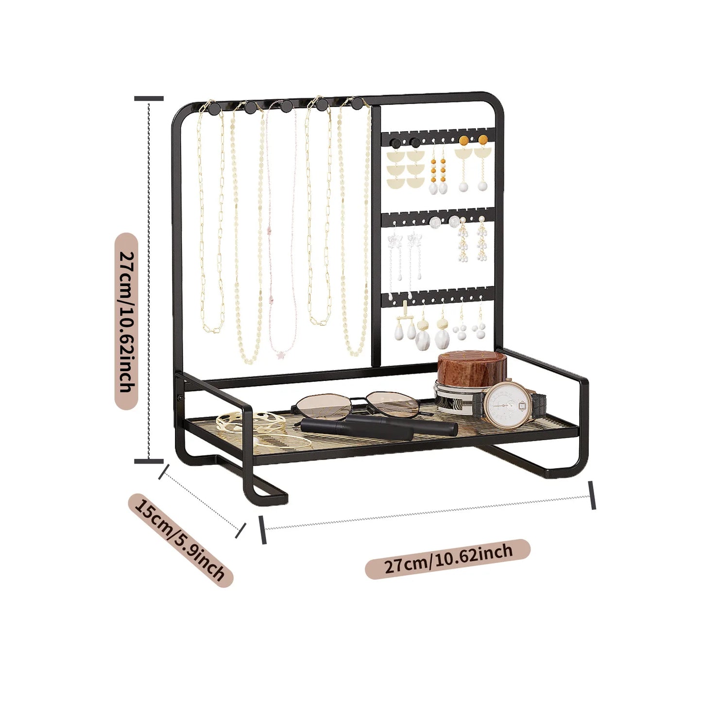 Jewelry Display Stand Jewelry Storage Rack Necklace Bracelet Rack Wrought Iron Ring Tray Earring Earring Hanger Organizer Rack