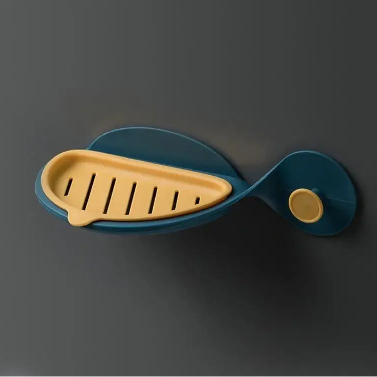 R58C Wall Mount Soap Box Holder Double Layer Drain Rack for Home Bathroom Kitchen Soap Sponge Storage Container Adhesive