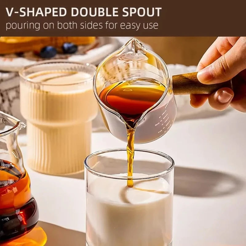 Coffee Cup Wooden Handle Size Glass Transparent Kitchen Coffee Accessories Barista Tools
