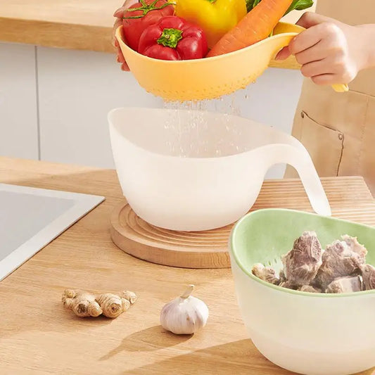 Fruit Washing Basket Double Layer Fruit Draining Basket Fruit Rinser Rice Strainer For Food Vegetables Cleaning Washing