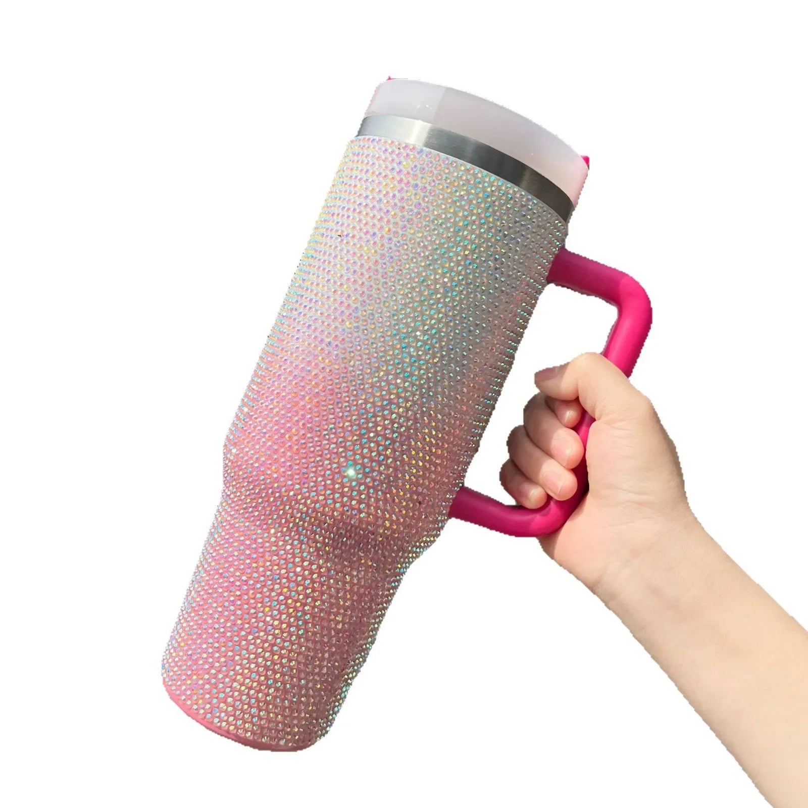 Portable Large Capacity 304 Stainless Steel 40 Ounce Drill Stick Straw Cup Insulated Ice Maker Cup with Handle Home Goods