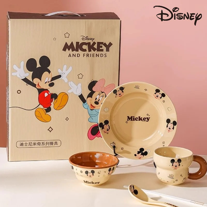 Disney Ceramic Tableware Mickey Minnie Donald Duck Anime Character Accessories Cartoon Rice Bowl Mug Suit Home Kitchen Gifts