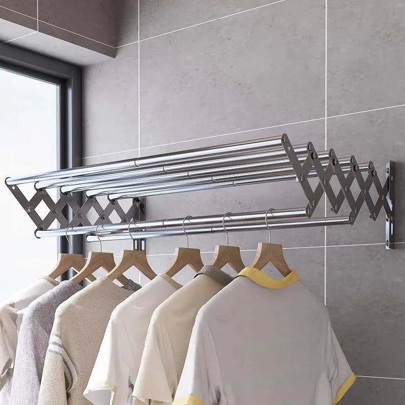 Modern stainless steel towel rail adjustable folding design, wall-mounted apartment bathroom with heater
