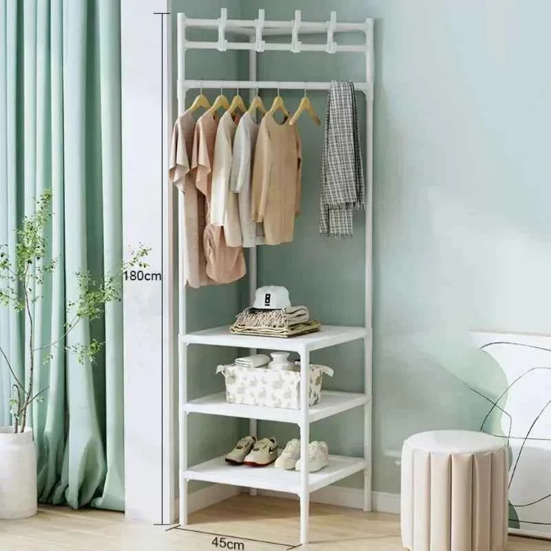 Bedrooms Corner Clothes Rack Multi-Layer Nightstand Clothes Coat Racks Simple Household Bedroom Floor Standing Hangers Shelve