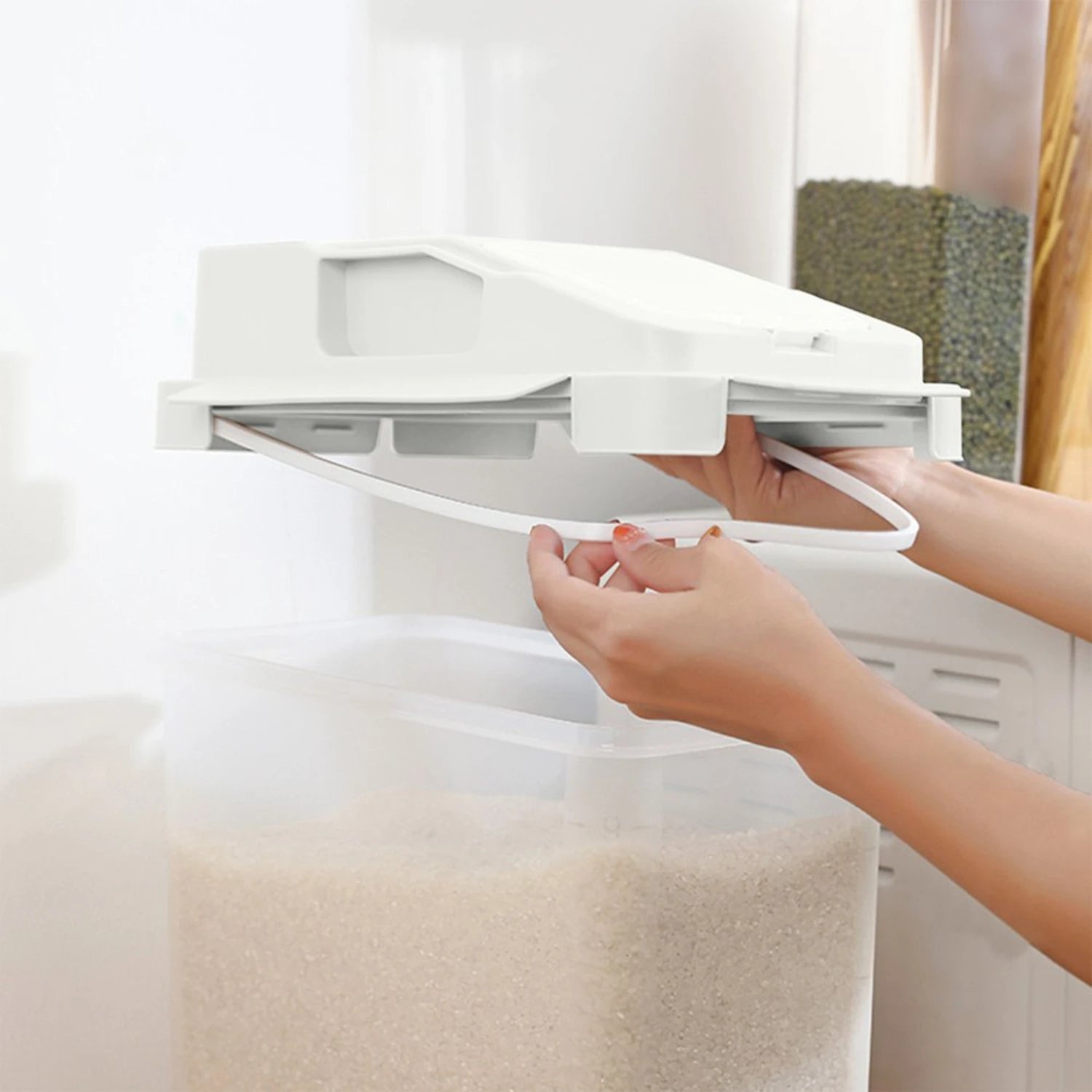 Airtight 20 lbs Rice Storage Container with Wheels, Measuring Cup - Ideal for Rice Flour Cereal Pet Food