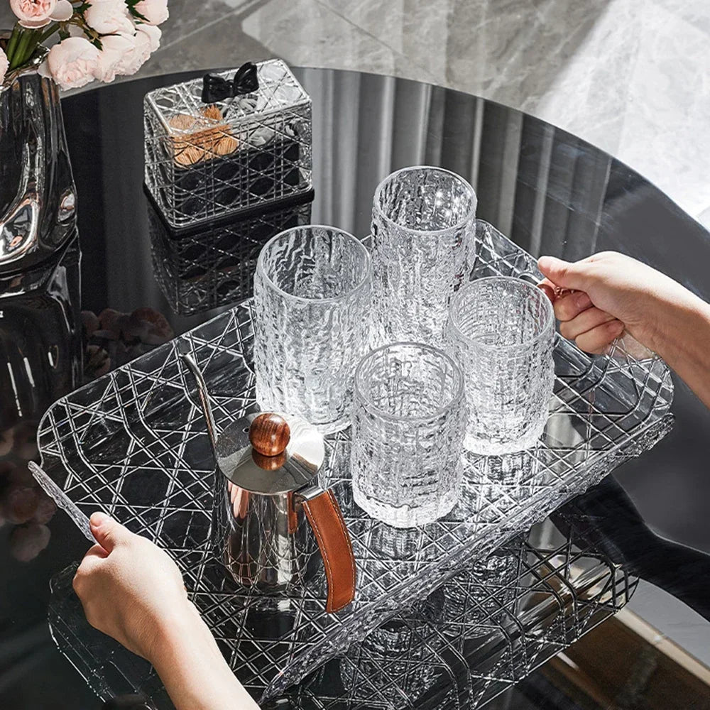 Rectangular Household Storage Tray Light Luxury High-end High Aesthetic Tea Set Cup Water Cup Storage Tea Tray Home Decoration