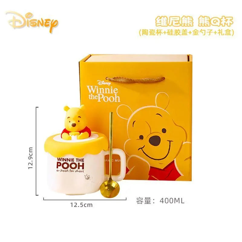 Disney Winnie The Pooh Mug Cute Strawberry Bear Cartoon Set Cup Couple Ceramic Mug Friend Gift Box