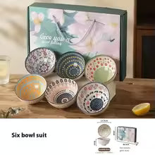 Exquisite Porcelain Bowl Set Dessert Salad Snack Bowl Kitchen Noodle Bowl Tableware Gift Box Microwave Safe New Year's Gift