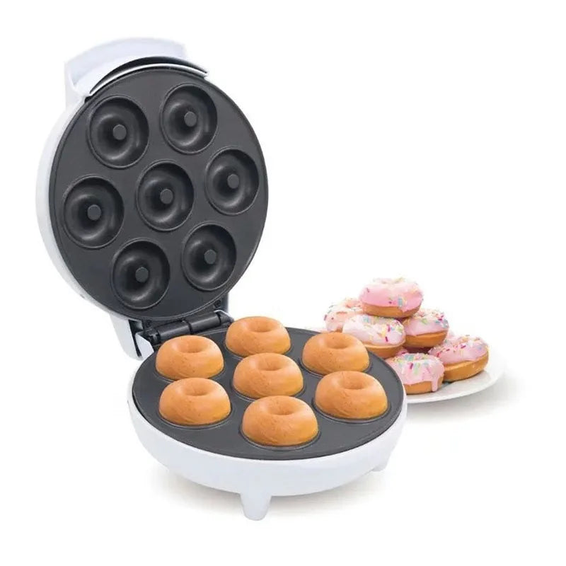 Mini Donuts Machine. Household Seven-Hole Donut Machine Double-Sided Heating Breakfast Machine Multifunctional Cake Machine.