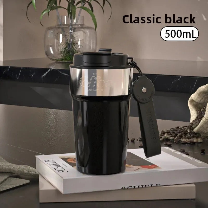 Double-Sided Coffee Cup Portable Outdoor Thickened 316 Stainless Steel Insulated Water Bottle for Women Car-Voyage High Aestheti